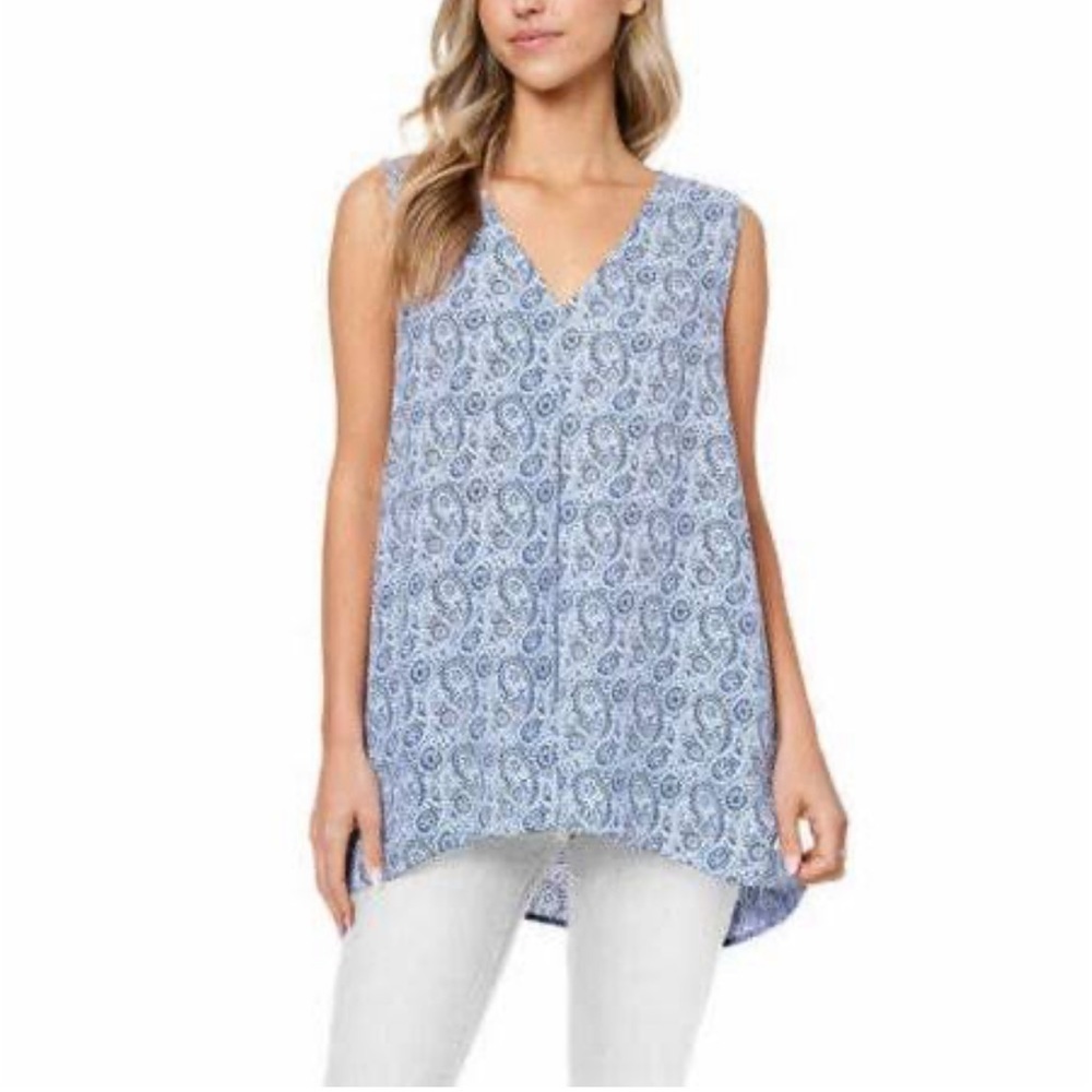 Fever Sleeveless Tunic Top Blue Paisley